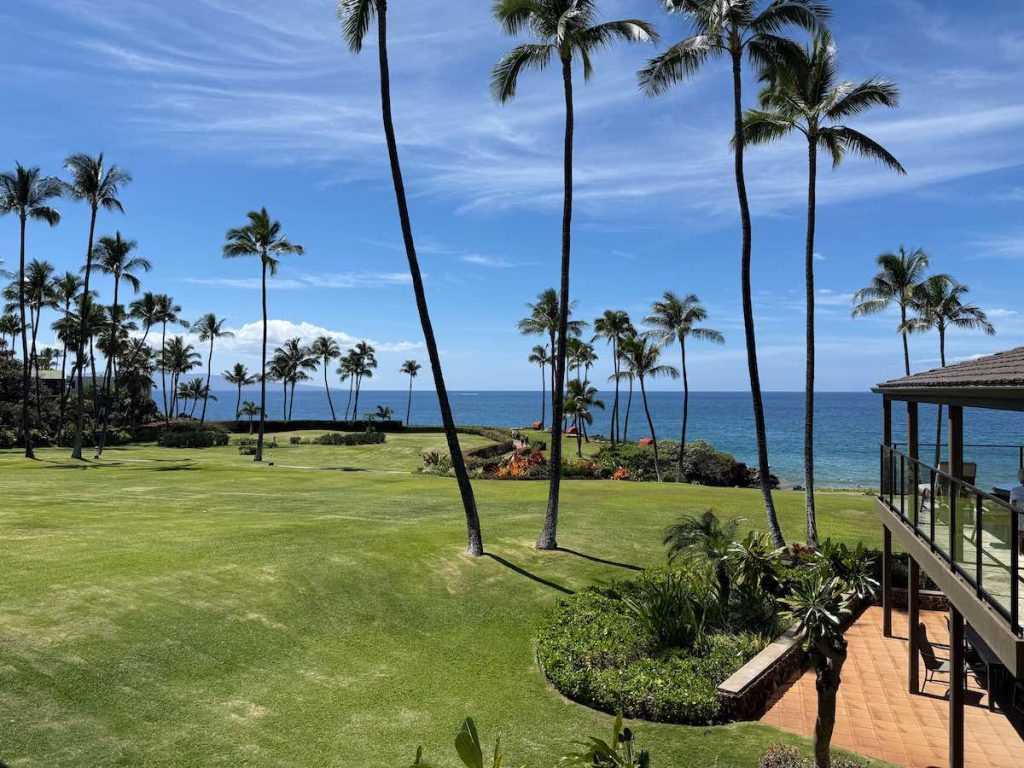 Wailea Elua Condos for sale are valued for their views, low density, beachfront location, and easy access to other resort amenities via the Wailea Beach Walk which can be seen in this photo