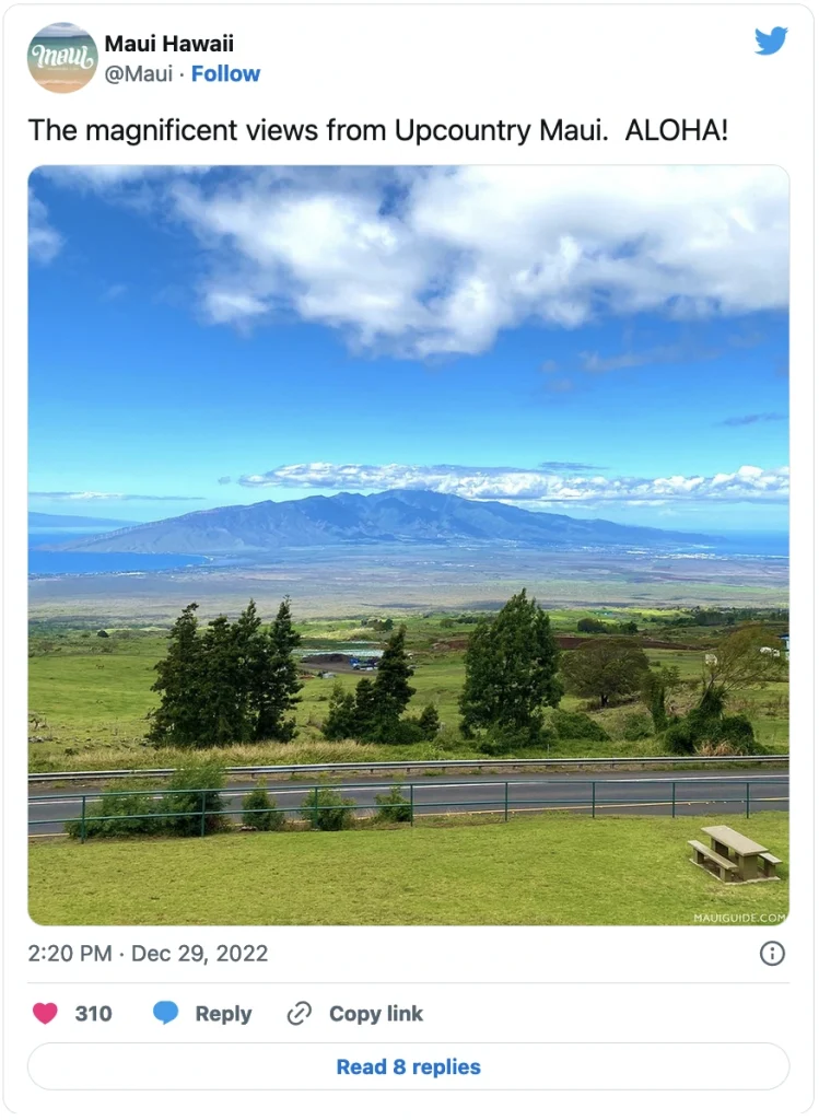 Maui HI Tweet View from Upcountry