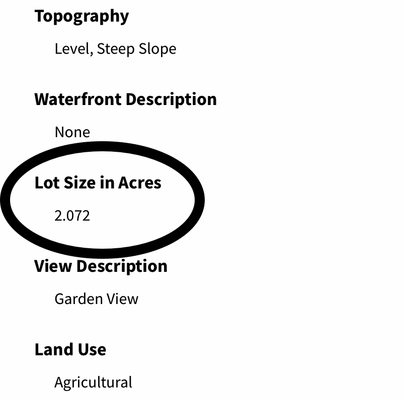 This online listing appears to show 2 acres of land. In reality it is smaller CPR unit. 
