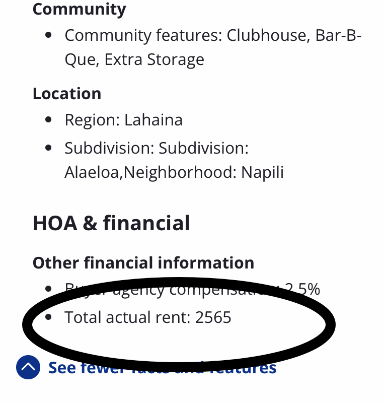 Zillow's monthly lease payment on lease condos is displayed as total monthly rent. 