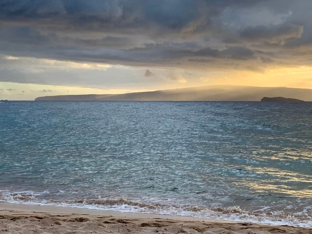The Makena cloud as seen from a beach in Makena stretches from Ulupalakua over Makena and towards Kaho'olawe.