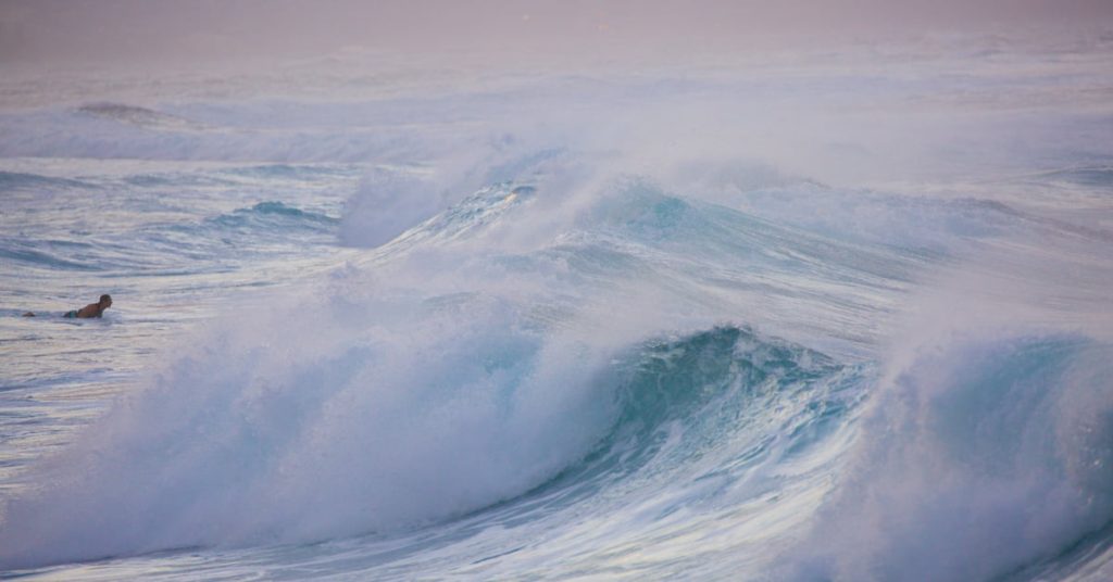 Maui Real Estate Market Update Q4 Vol. 2 2024 cover photo. A surfer getting ready to duck dive a wave at Ho'okipa Beach Park