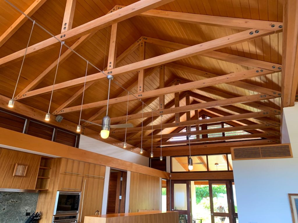 Exposed Alaskan Yellow Cedar Open Beam Vaulted Ceilings