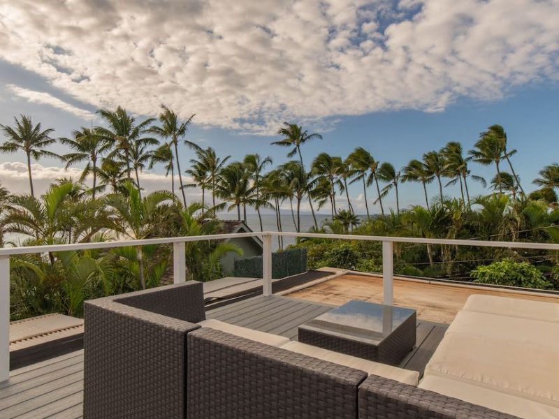Cover Photo for the March 2026 Maui Statistics and Market Update showing the roof top deck views from 55 Kai Place