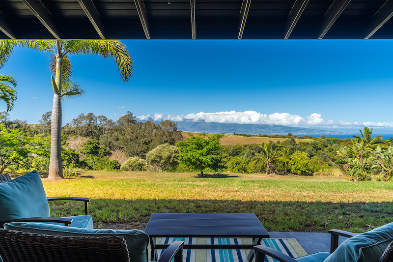 View from the lanai towards the ocean and West Maui Mountains